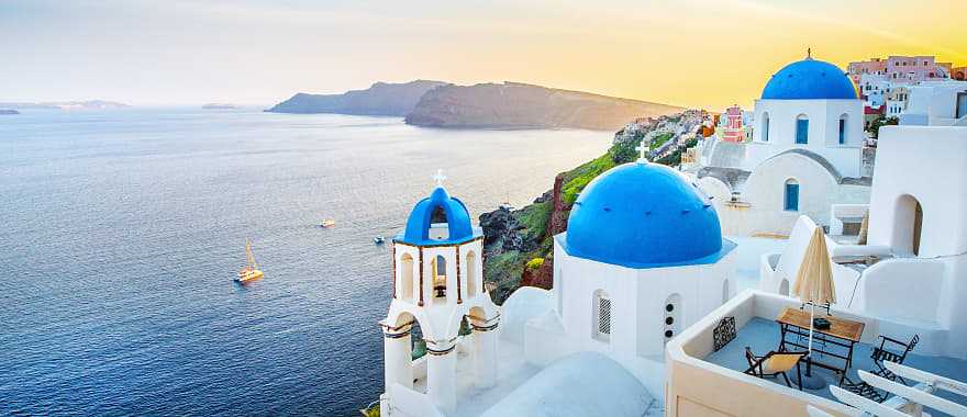 Best of Santorini - Ideal Greece Vacation - Classical view of Oia village with white and blue architecture