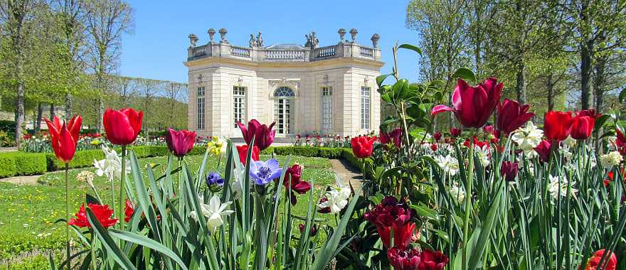 The Petit Trianon at the Palace of Versailles in Versailles, France.