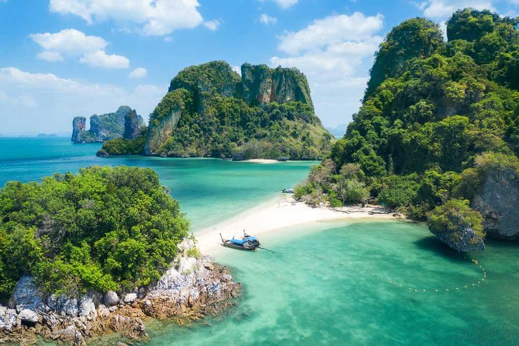 Ko Phak Bia in the Krabi Province of Thailand, with limestone karsts, white beaches and clear water,popular for snorkeling