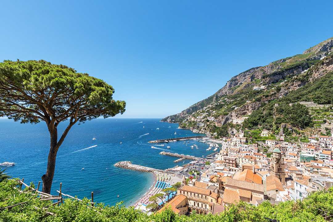 View of Amalfi on the Amalfi Coast in Italy