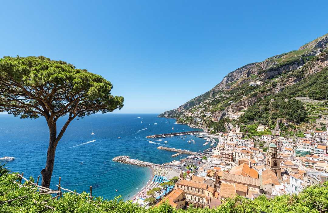 View of Amalfi on the Amalfi Coast in Italy