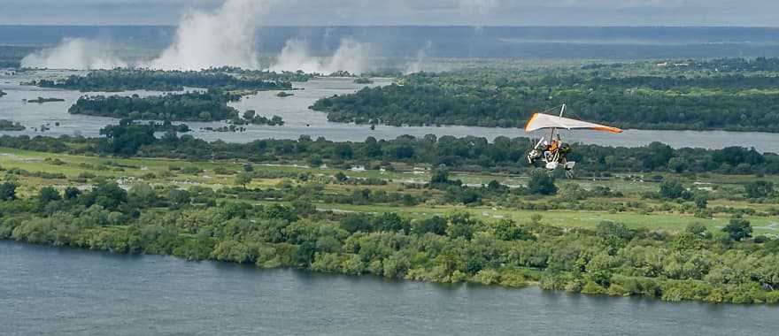 Microlight flight over the Zambezi river in Zambia