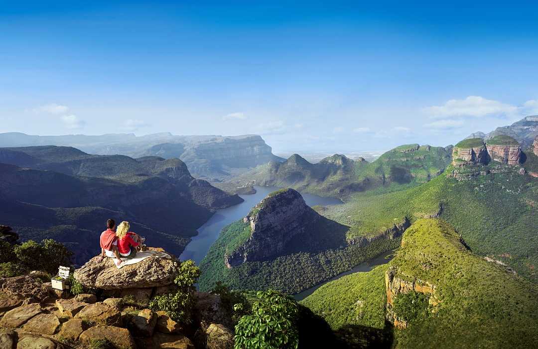 Blyde River Canyon.  Photo courtesy of South Africa Tourism Couple at Blyde River Canyon in South Africa