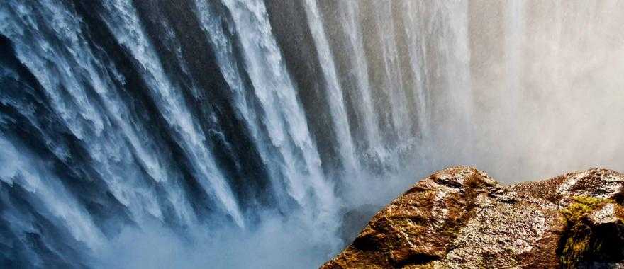 Downward view of Victoria Falls at the border of Zimbabwe and Zambia