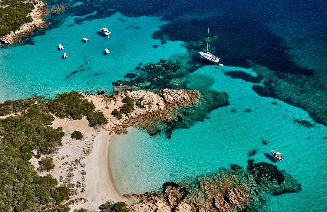 The crystal-clear waters of Sardinia, Italy.