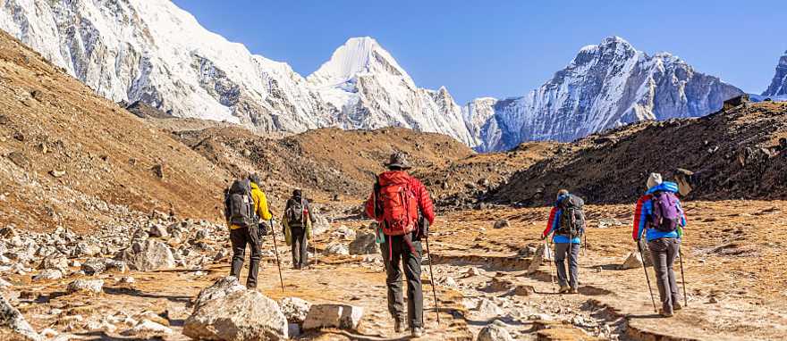 Trekkers on the Everest Base Camp trek, Nepal Trekkers on the Everest Base Camp trek, Nepal