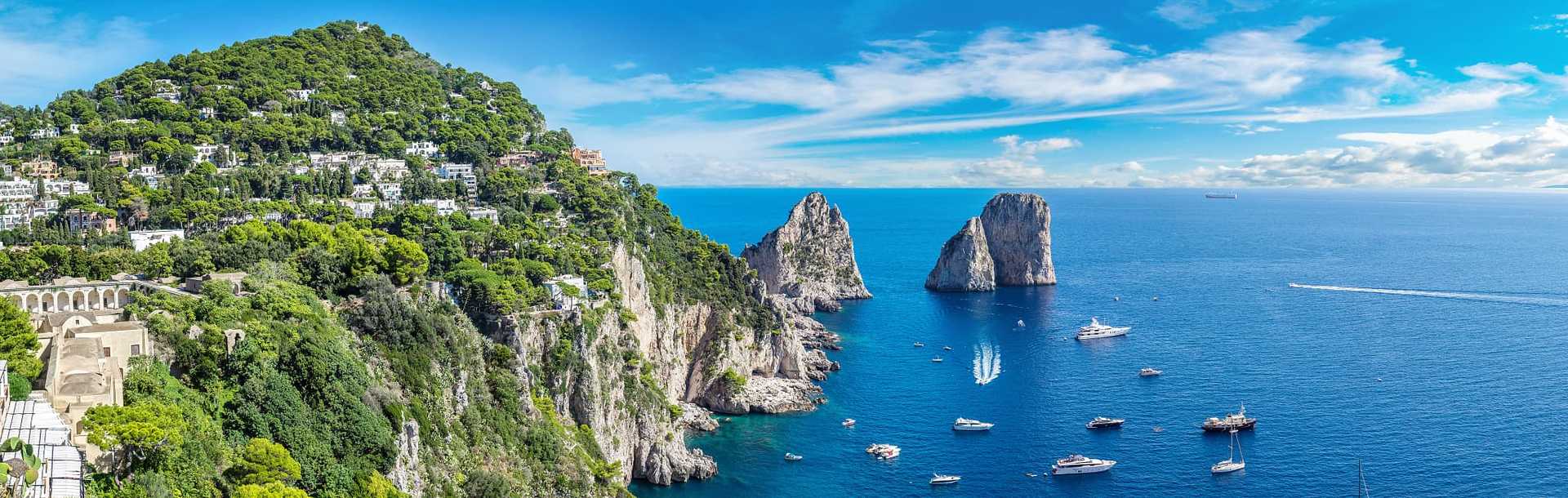 Yachts around Capri island in Italy