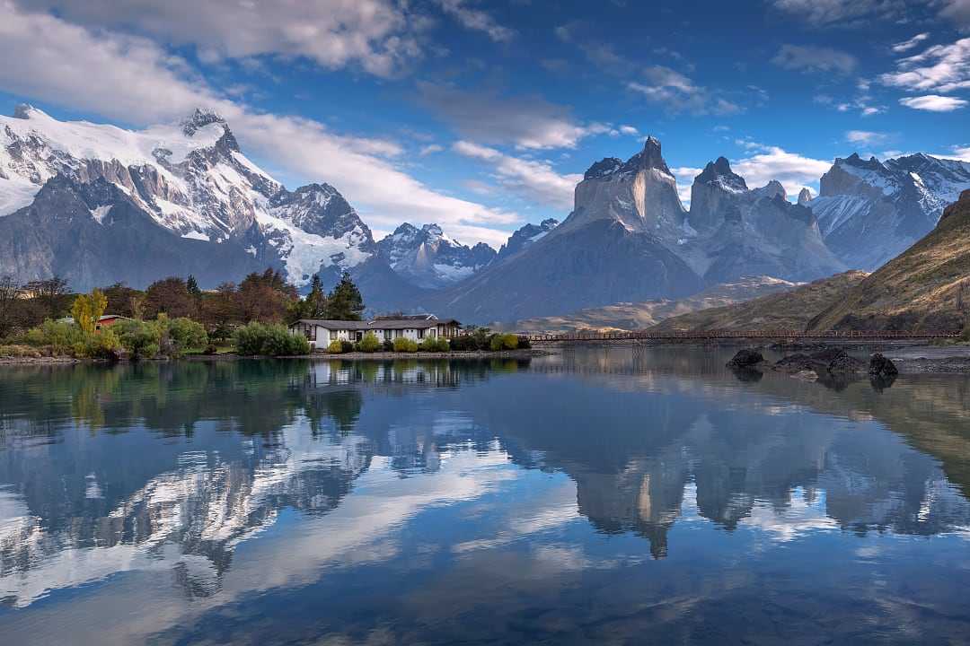 Pehoe Lake and Torres del Paine in the Chilean Patagonia