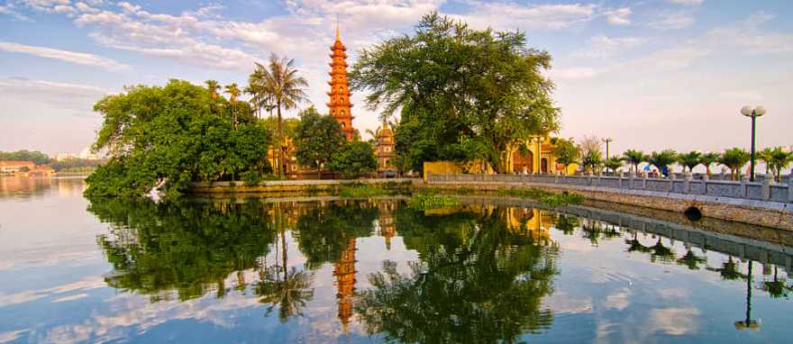 Tran Quoc Pagoda at early morning in Hanoi, Vietnam Tran Quoc Pagoda at early morning in Hanoi, Vietnam