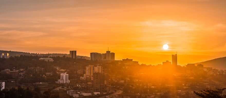 Romantic sunset in Kigali, capital of Rwanda