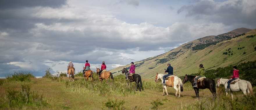 Family horseback riding in El Calafate, Argentina