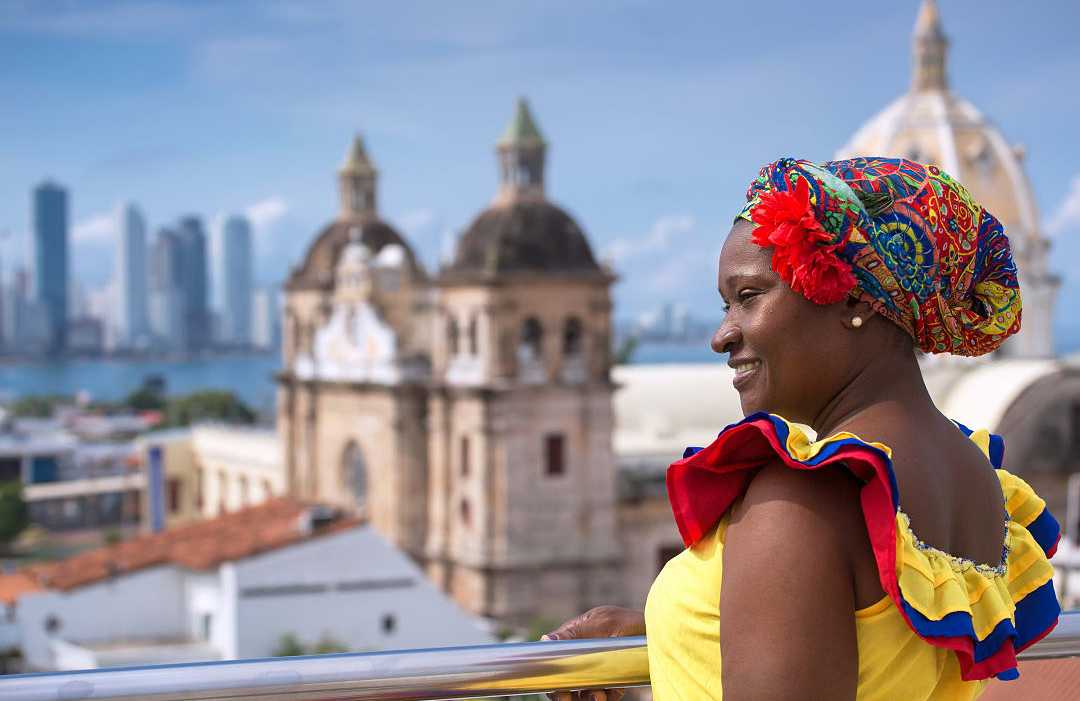 Cartagena, Colombia Woman in traditional costume in Cartagena de Indias, Colombia