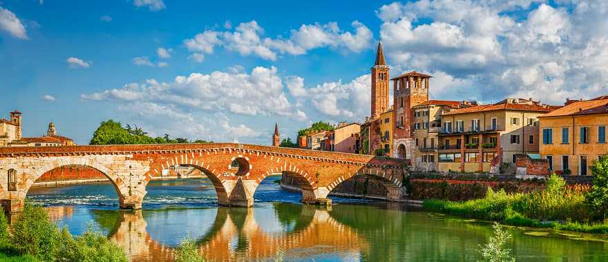 Ponte Pietra bridge in Verona, Italy.