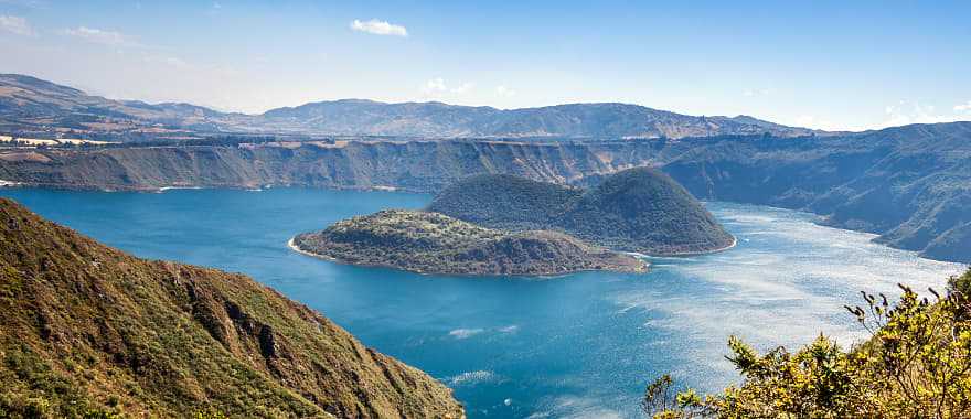 View of Cuicocha Crater Lake at Cotacachi-Cayapas Ecological Reserve.