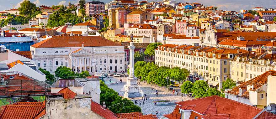 View over Rossio Square, Lisbon, Portugal