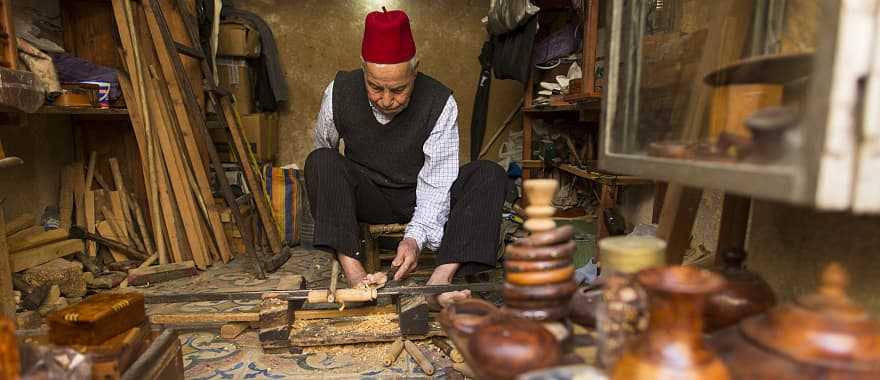 Hand crafted woodwork artisan in Fez, Morocco