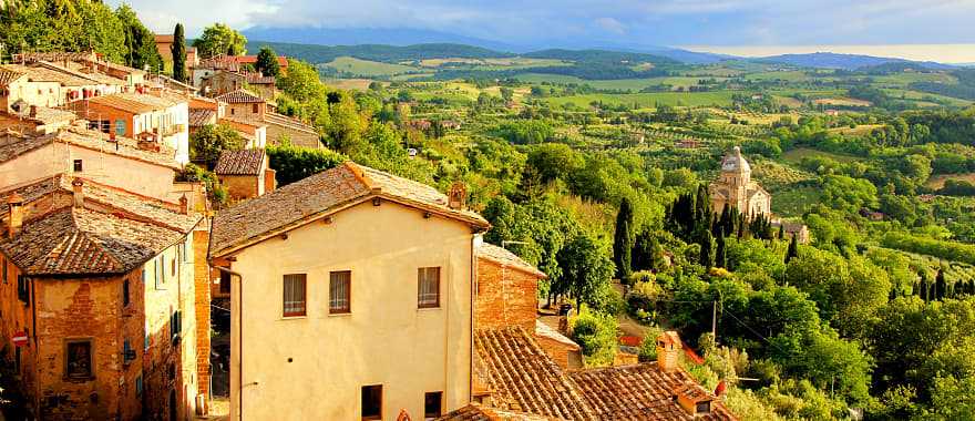 View over the tuscan town of Montepulciano in Italy