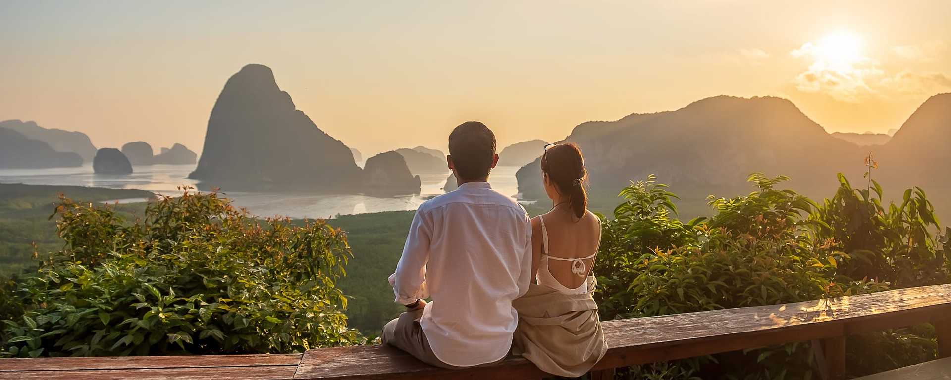 Couple looking at Phang Nga Bay, Thailand