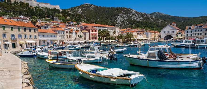 Walk along the waterfront and paradise streets of the charming town of Hvar in Croatia Walk along the waterfront and paradise streets of the charming town of Hvar in Croatia