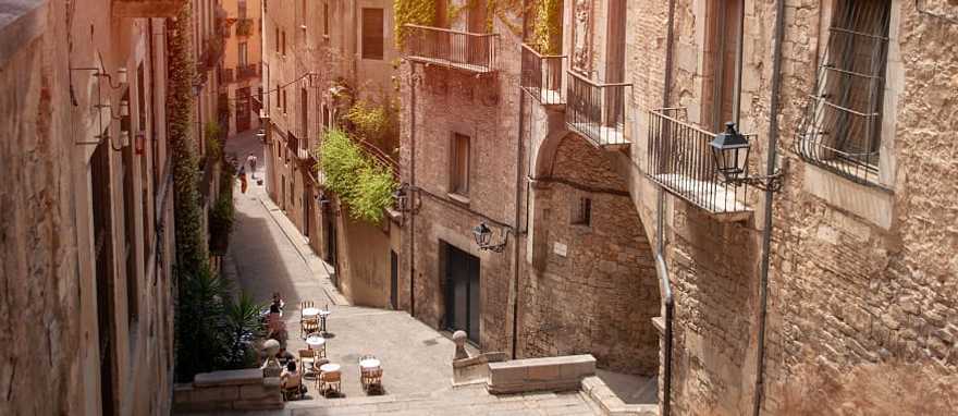 Romantic streets of Girona, Catalonia, as if made for walks only for two