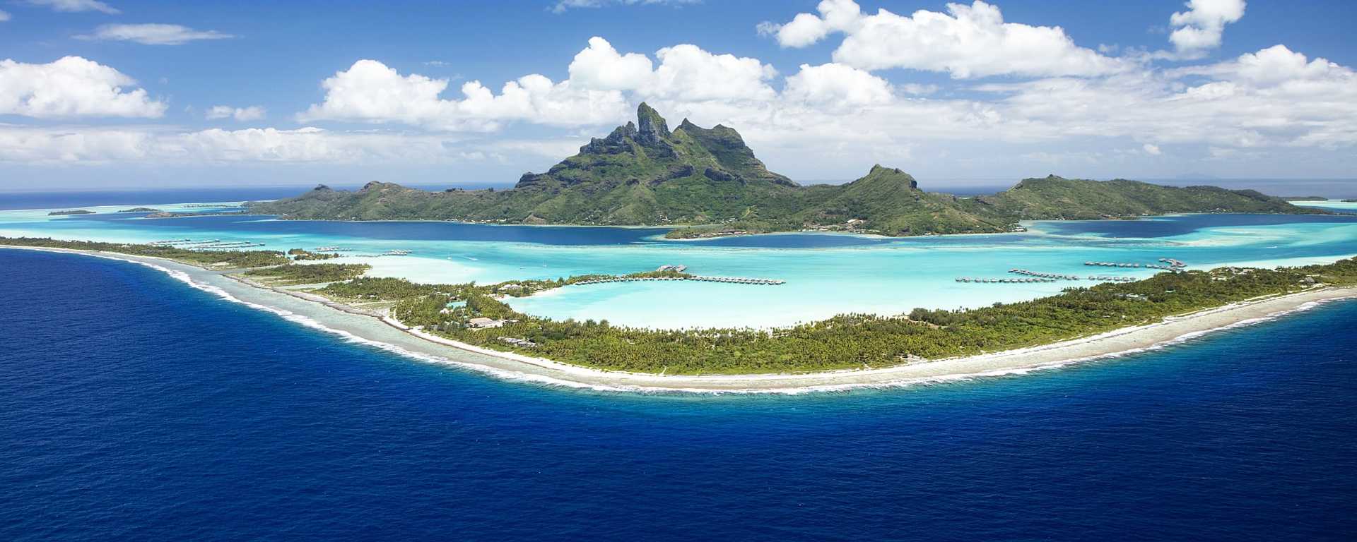 Aerial view of Bora Bora in French Polynesia