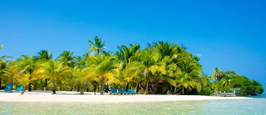 Paradise Beach on beautiful island South Water Caye, Belize.