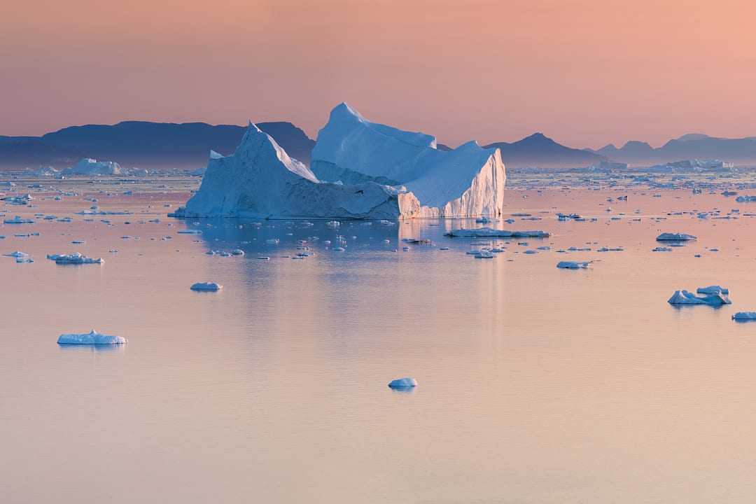 An iceberg drifting through the waters of Greenland.