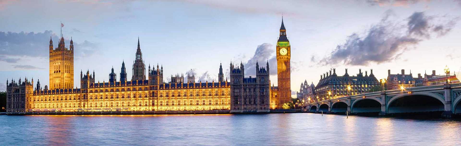 London's Big Ben Clock Tower from across the River Thames in London, England.