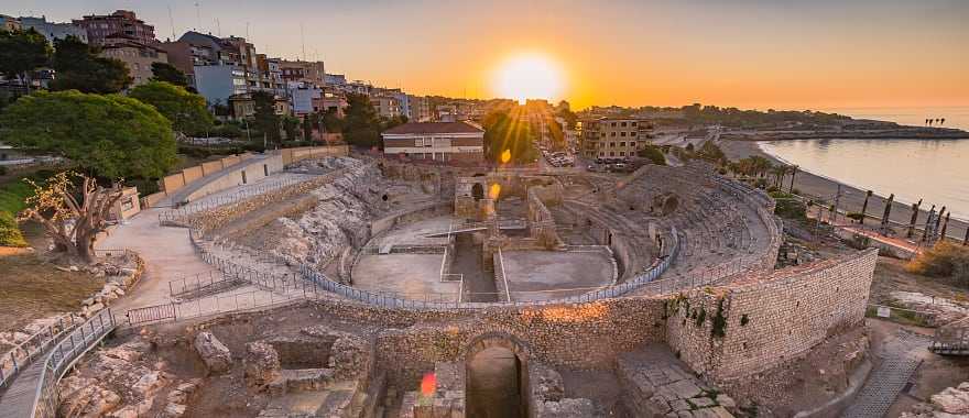 Ruins of Roman amphitheater in Tarragona, Spain