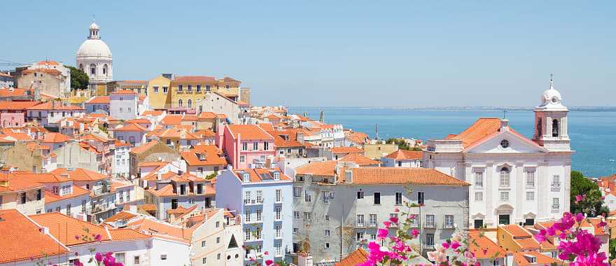 Lisbon skyleline at sunrise, Portugal.